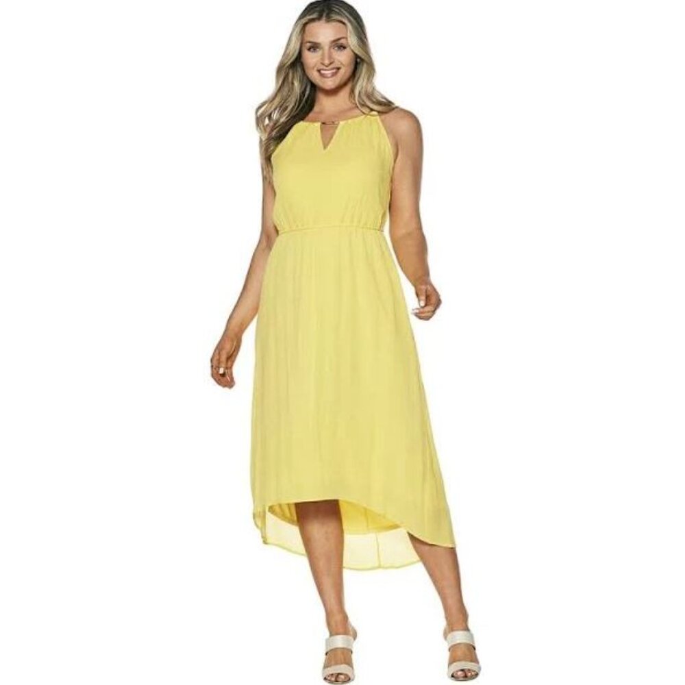 NWOT Nina Leonard High And Low Yellow Dress